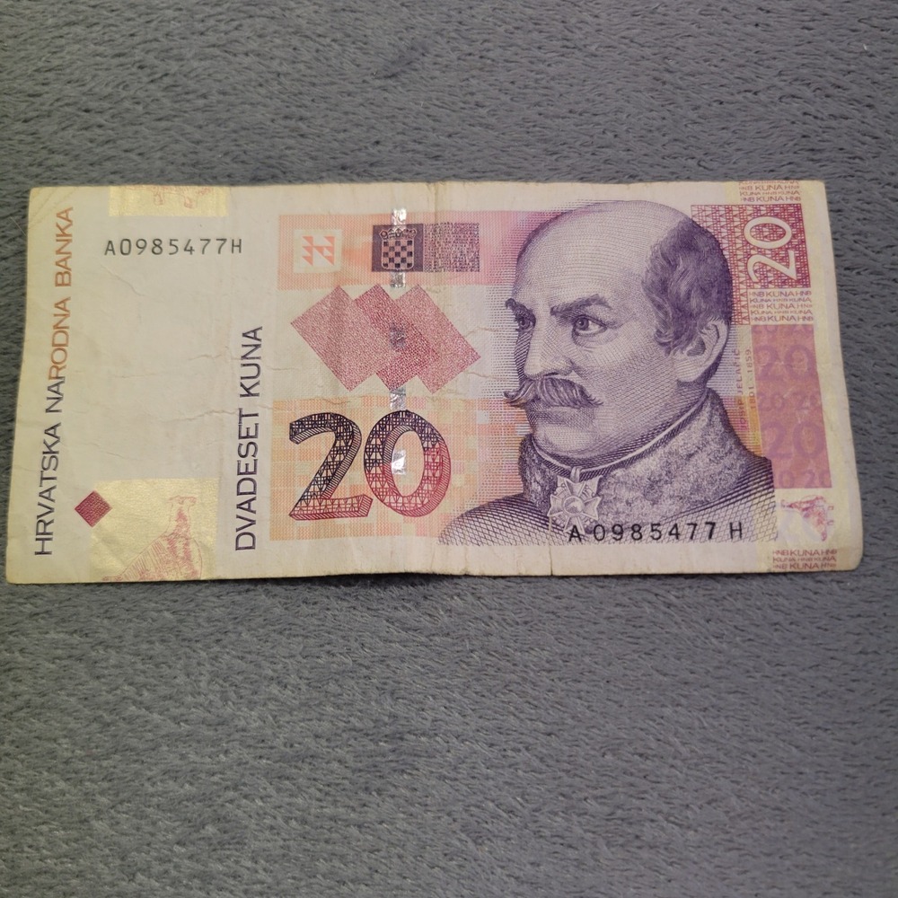 Hrvatska Narodna Banka Banknote 20 Kuna Red 2001 Josip Jelačić Croatia Currency
